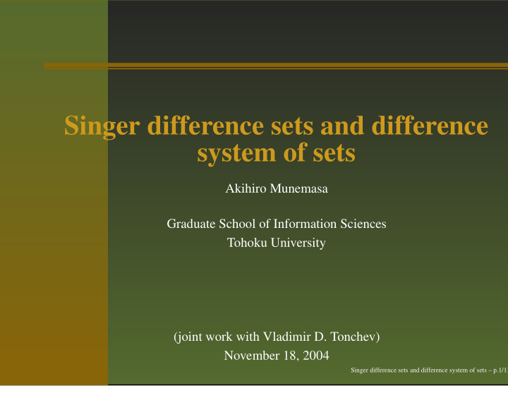 singer difference sets and difference system of sets