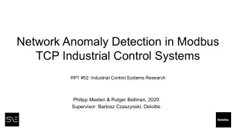 Network Anomaly Detection in Modbus  TCP Industrial Control Systems  RP1 #52: Industrial Control