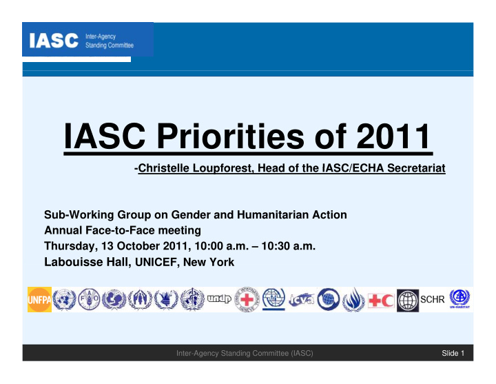 iasc priorities of 2011