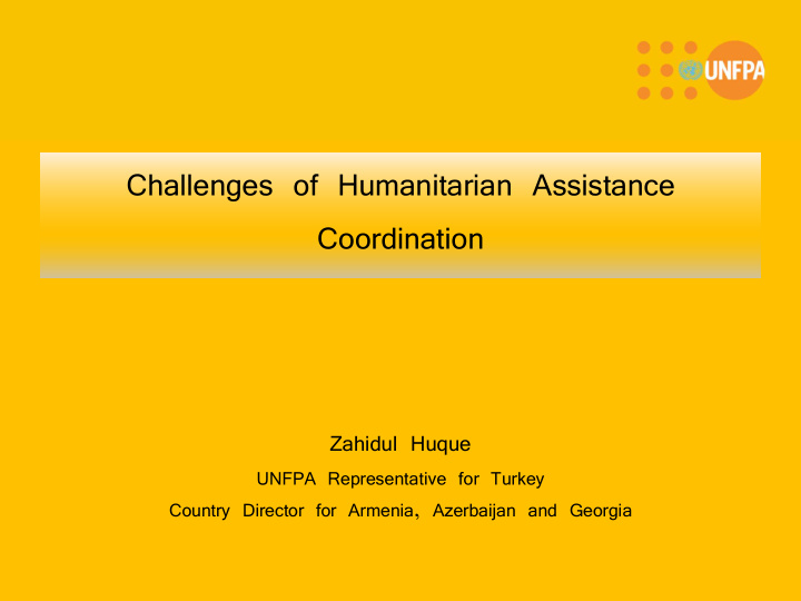 challenges of humanitarian assistance coordination