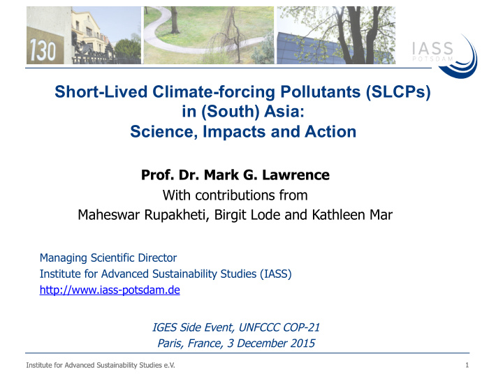 short lived climate forcing pollutants slcps