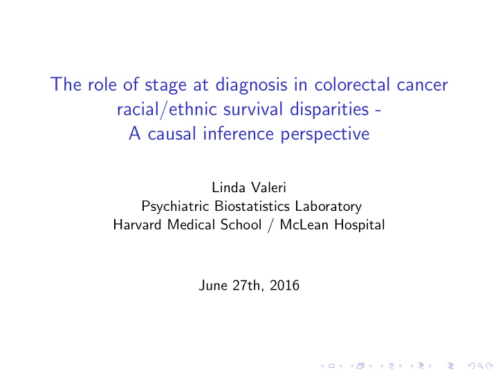 the role of stage at diagnosis in colorectal cancer