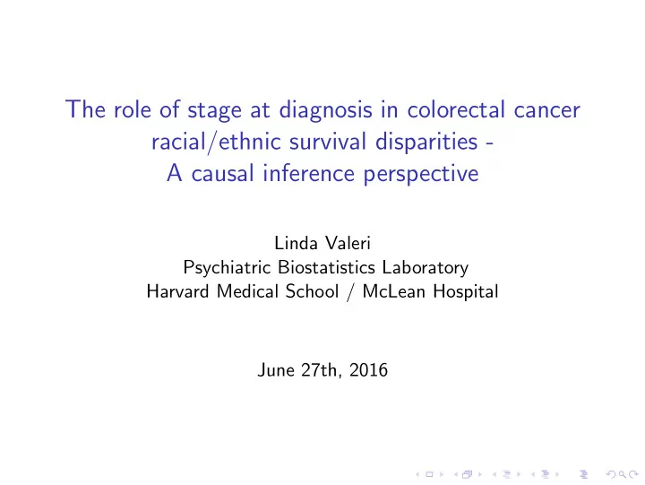 the role of stage at diagnosis in colorectal cancer