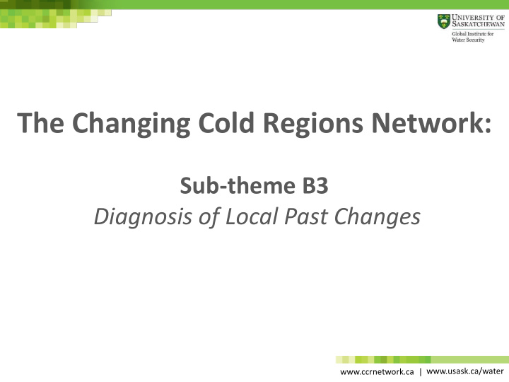 the changing cold regions network