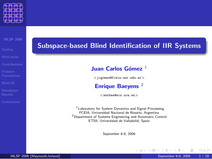 subspace based blind identification of iir systems