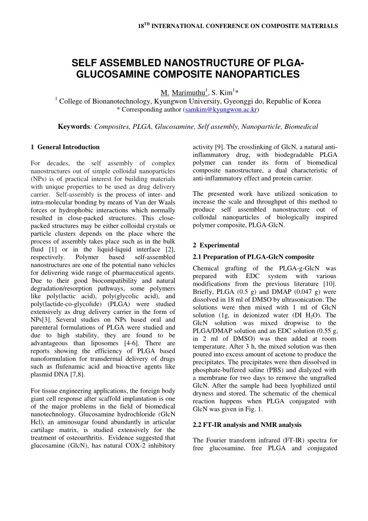 self assembled nanostructure of plga glucosamine