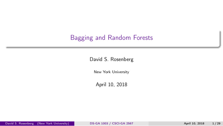 bagging and random forests
