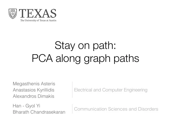 stay on path pca along graph paths