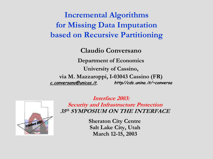 incremental algorithms for missing data imputation based