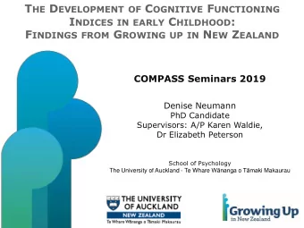 The Development of Cognitive Functioning  Indices in Early Childhood  Outline  1. Background 2. The