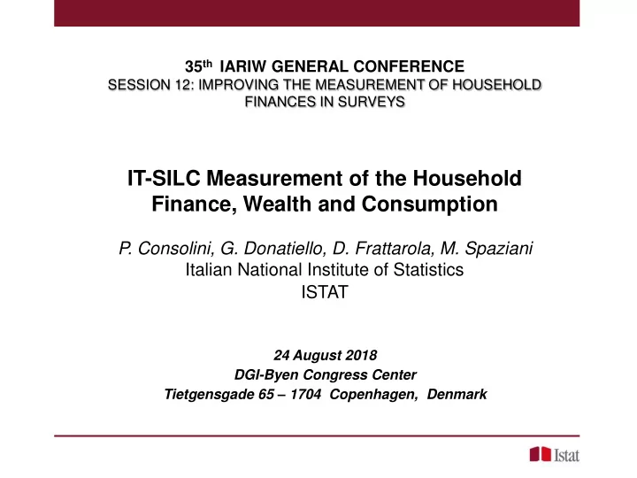 it silc measurement of the household finance wealth and