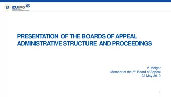PRESENTATION  OF THE BOARDS OF APPEAL  ADMINISTRATIVE STRUCTURE  AND PROCEEDINGS  V. Melgar Member