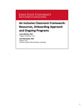 1  Describe how Iowa State used a collaborative approach to develop the inclusive  classroom