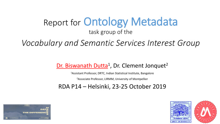 report for ontology metadata