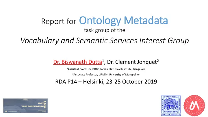 report for ontology metadata
