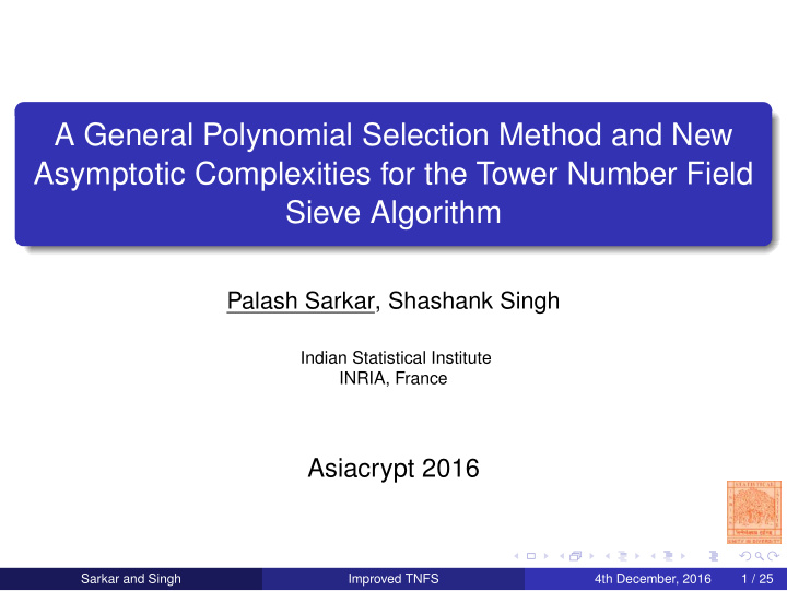 a general polynomial selection method and new asymptotic