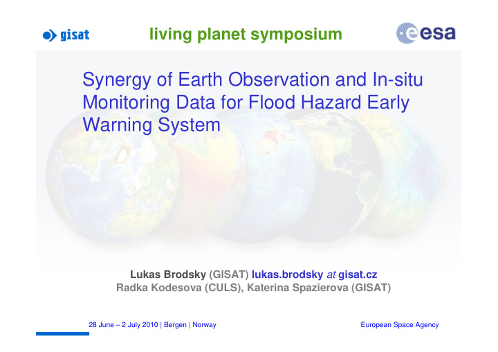 synergy of earth observation and in situ monitoring data