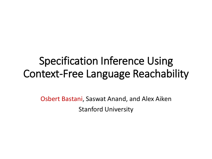 specification in inference usin ing context free language
