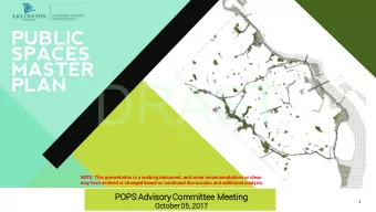 DRAFT  PLAN  NOTE: This presentation is a working document, and some recommendations or ideas  may