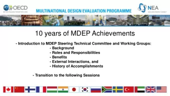 10 years of MDEP Achievements  - Introduction to MDEP Steering Technical Committee and Working