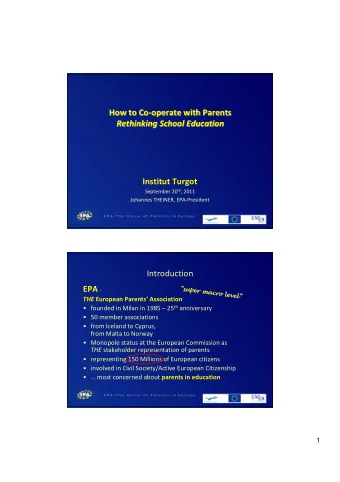 How to Co-operate with Parents  How to Co-operate with Parents  Rethinking School Education