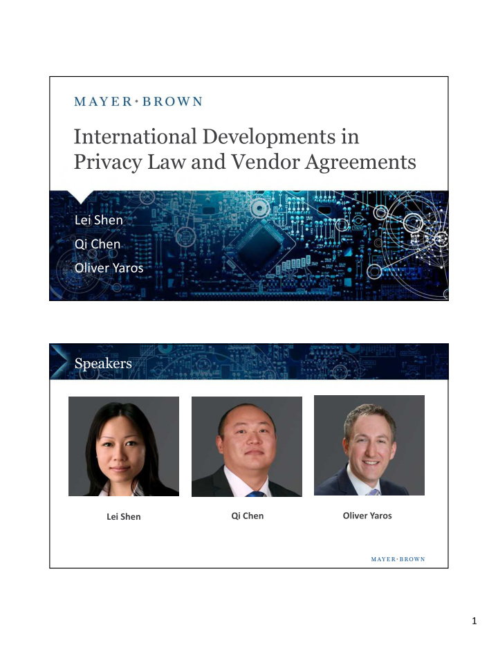 international developments in privacy law and vendor