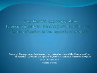 Strategic Management Seminar on the revised version of the European Code  of Practice (CoP) and the