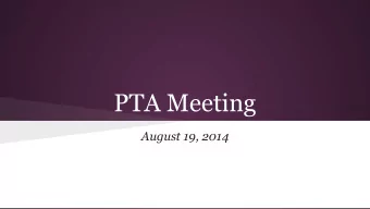 PTA Meeting  August 19, 2014  Title I in Bellevue   Belleaire is one of 2 Title I elementary