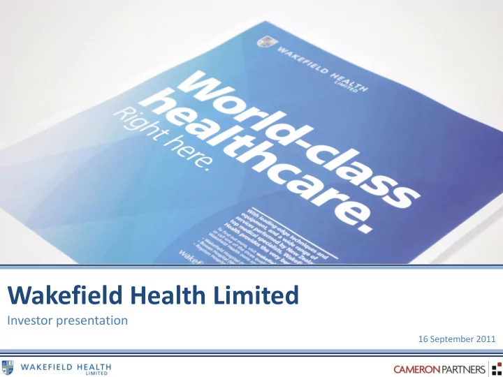 wakefield health limited