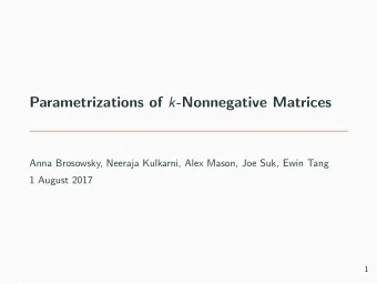 Parametrizations of k -Nonnegative Matrices  Anna Brosowsky, Neeraja Kulkarni, Alex Mason, Joe Suk,