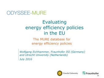 energy efficiency policies  in the EU  The MURE database for  energy efficiency policies  Wolfgang