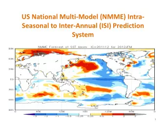 US National Multi-Model (NMME) Intra-  Seasonal to Inter-Annual (ISI) Prediction  System  1  Why