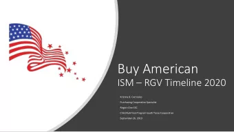 Buy American  ISM  RGV Timeline 2020  Kristina B. Carrizales  Purchasing Cooperative Specialist
