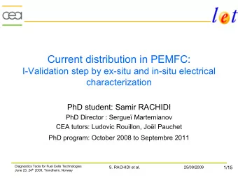 Current distribution in PEMFC:  I-Validation step by ex-situ and in-situ electrical