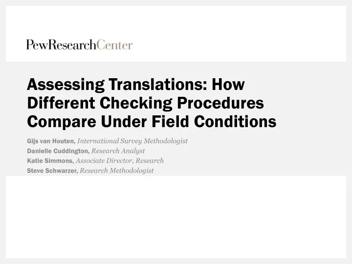 assessing translations how different checking procedures