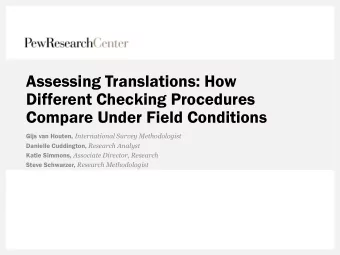 Assessing Translations: How  Different Checking Procedures  Compare Under Field Conditions Gijs van