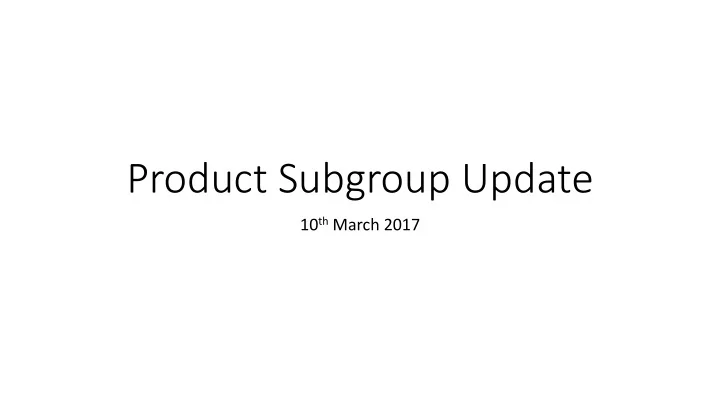 product subgroup update