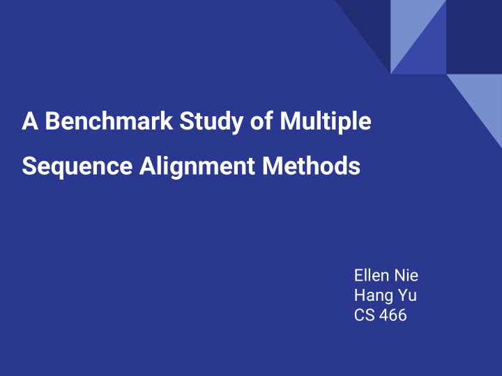 a benchmark study of multiple sequence alignment methods