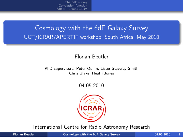 cosmology with the 6df galaxy survey