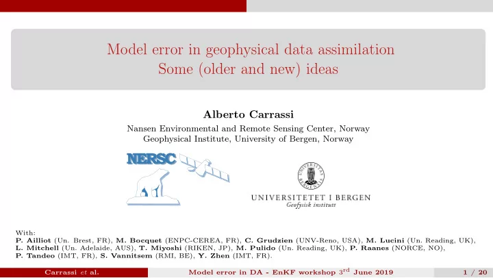 model error in geophysical data assimilation some older