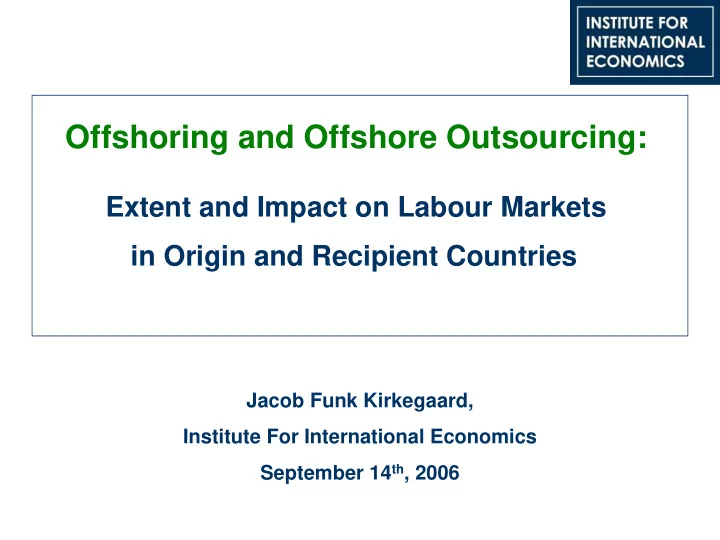 offshoring and offshore outsourcing