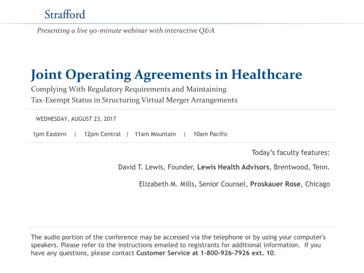joint operating agreements in healthcare