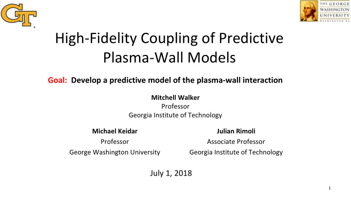 high fidelity coupling of predictive plasma wall models