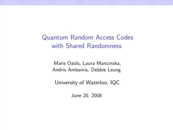 Quantum Random Access Codes  with Shared Randomness  Maris Ozols, Laura Mancinska,  Andris