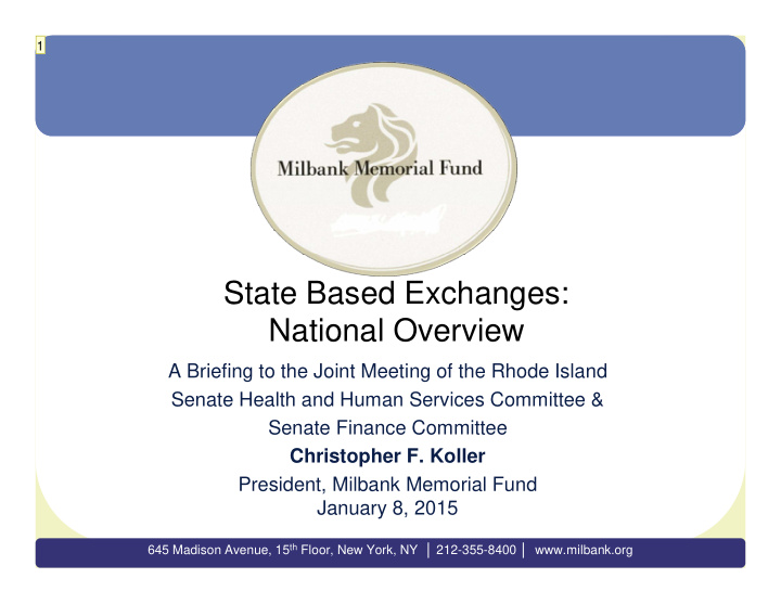 state based exchanges national overview