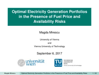 Optimal Electricity Generation Portfolios  in the Presence of Fuel Price and  Availability Risks