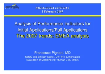 The 2007 trends: EMEA analysis  EMEA analysis  The 2007 trends:  Francesco Pignatti, MD  Safety and