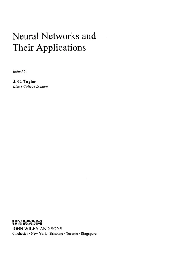 neural networks and their applications