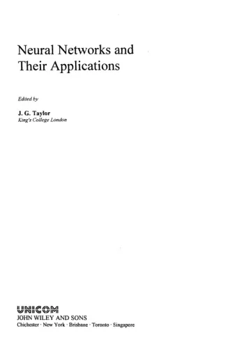 Neural Networks and  Their Applications  Edited by J. G. Taylor  King's College London  II