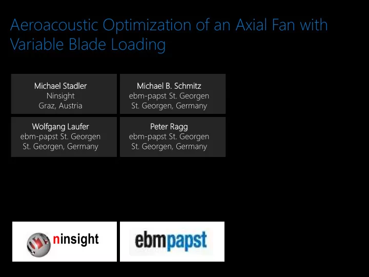 aeroacoustic optimization of an axial fan with